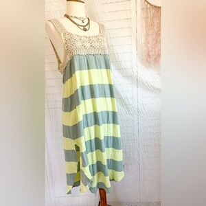 We the Free Striped Midi Dress in Yellow & Sage